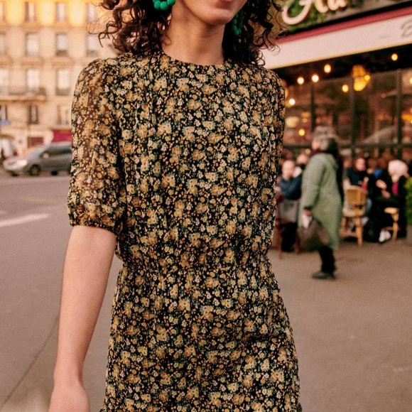 Sezane Black Floral Mini Dress - Picture 4 of 7